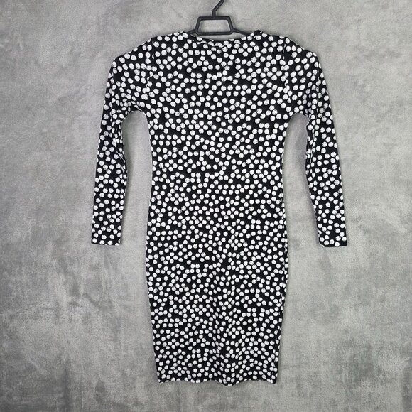 Womens LuLaRoe Black & White Polka Dot Bodycon Dress Long Sleeve Polyester XS - Picture 4 of 7
